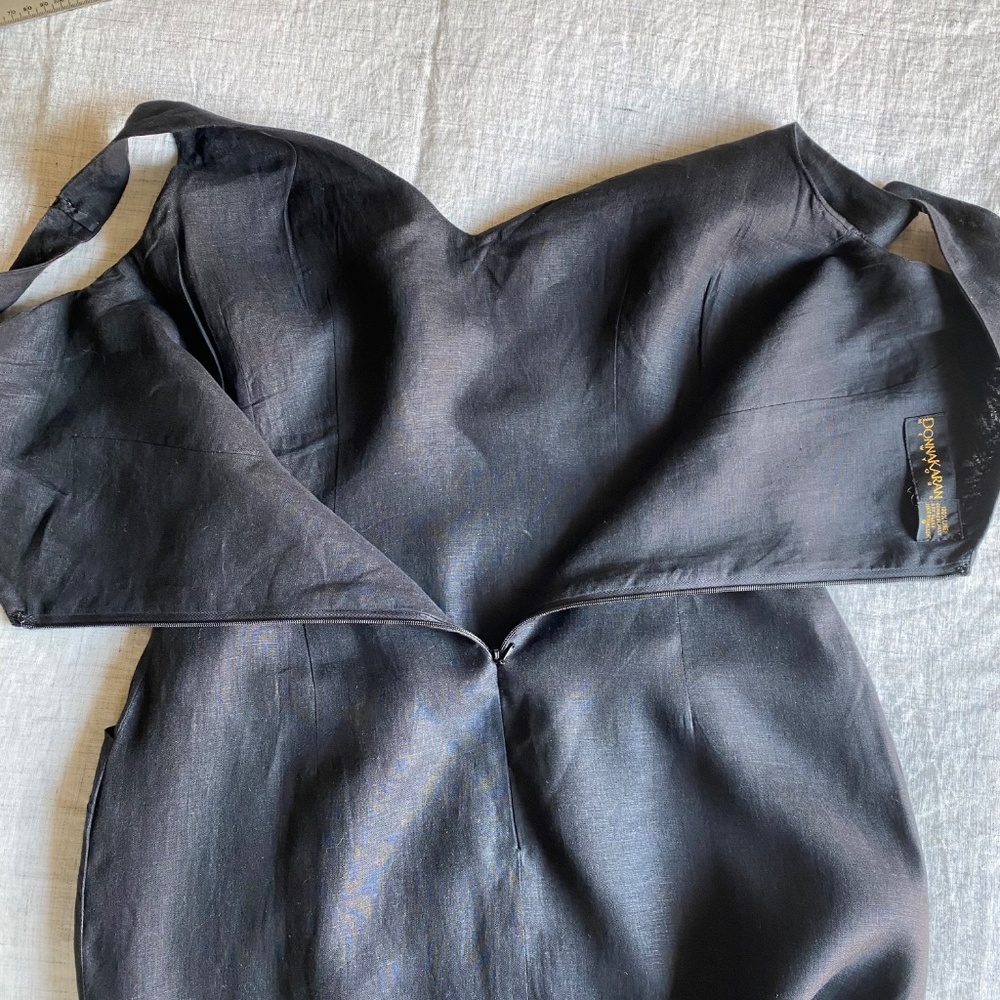 Vintage late 80's Donna Karan black label, black linen dress NEVER WORN Sz 8 - Picture 15 of 15